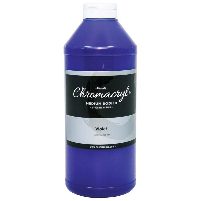 Vibrant 1 Litre Chromacryl Acrylic Paint in Violet, perfect for students and artists, non-toxic, quick drying, and versatile.