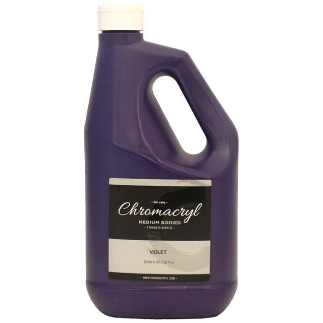 Vibrant 2-litre Violet Chromacryl Acrylic Paint, non-toxic and versatile for students and artists, perfect for various mediums.