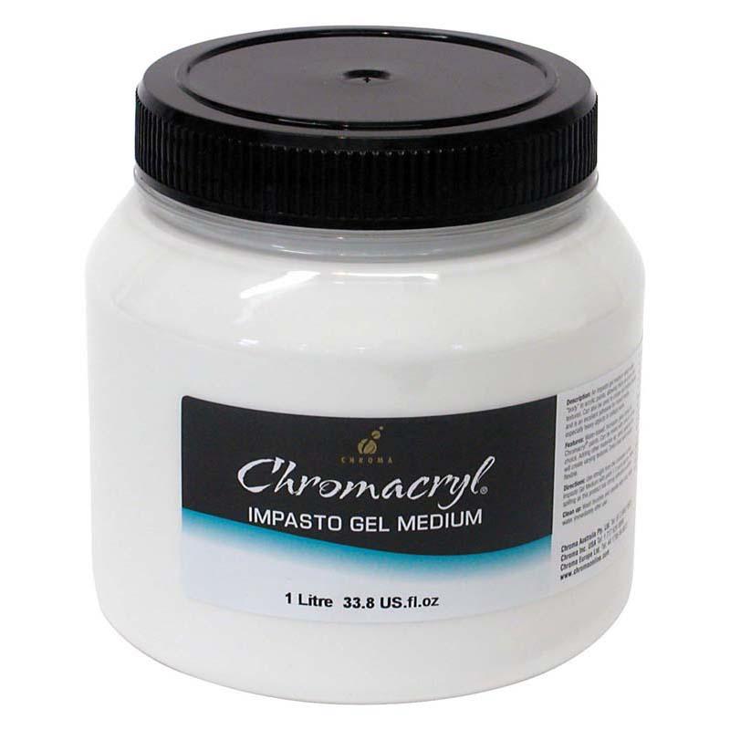 Chromacryl Medium 1 Litre Impasto Gel for artists, enhances texture and depth in oil and acrylic paintings.