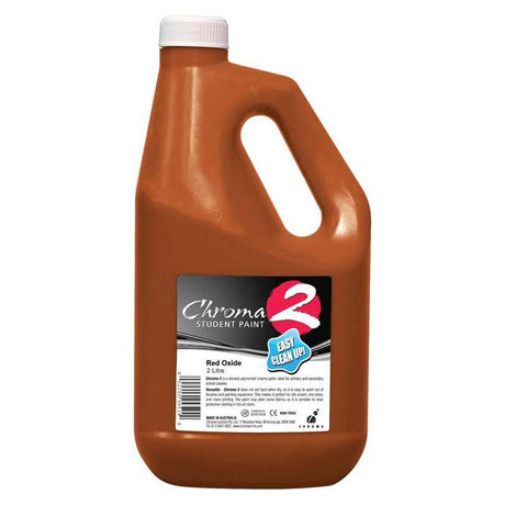 Chroma C2 Red Oxide paint in a 2-litre container, non-toxic, easy to wash, ideal for various artistic projects.