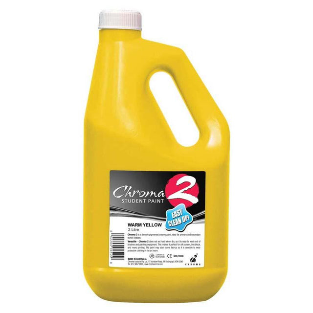 Chroma C2 Paint 2 Litre in Warm Yellow, vibrant, non-toxic, easy to use, ideal for arts, crafts, and home decor.