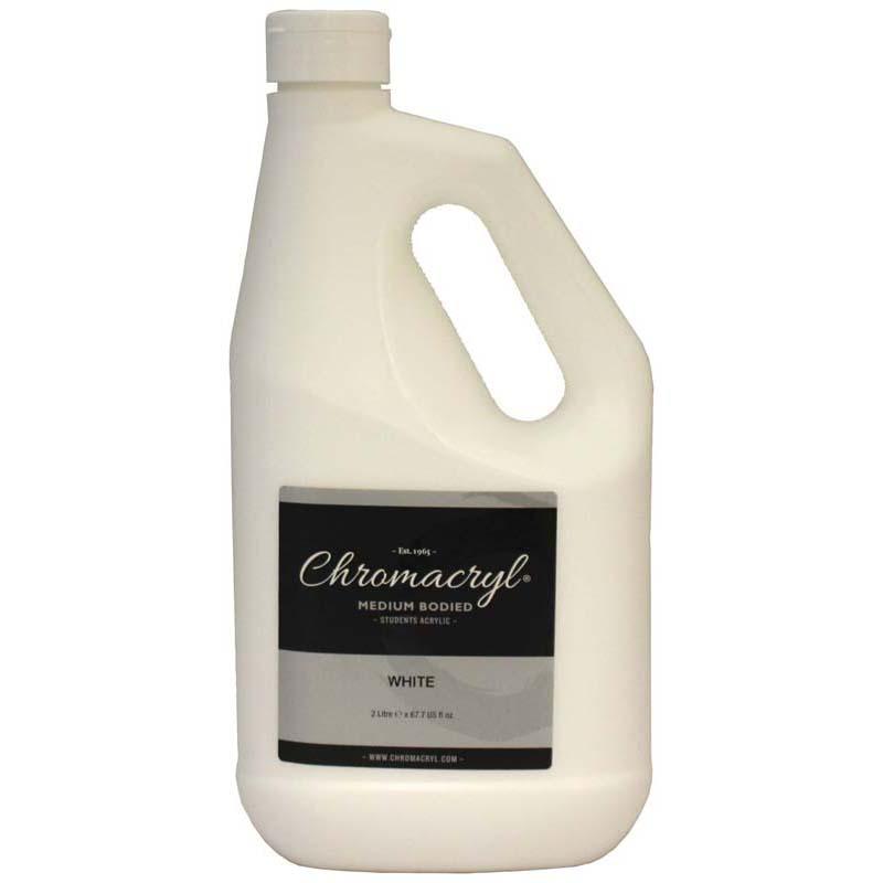 Chromacryl Acrylic Paint Student 2 Litre White - non-toxic, quick-drying acrylic paint for vibrant art projects and versatile use.