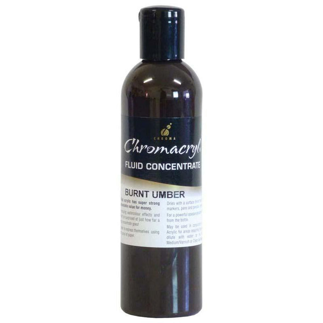 Chromacryl Fluid Concentrate in Burnt Umber delivers rich, non-toxic color for versatile painting techniques without dilution.