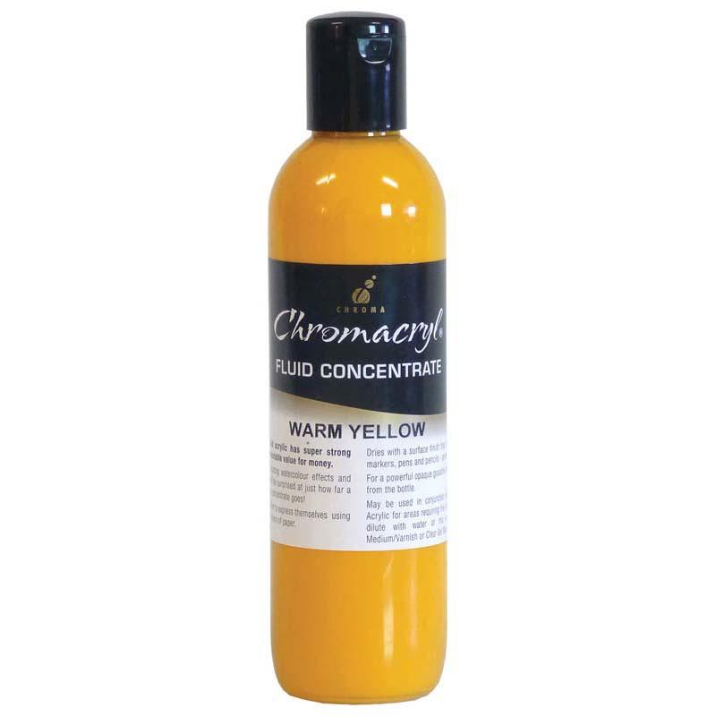 Vibrant Chromacryl Fluid Concentrate in Warm Yellow, 250ml, ideal for artists seeking rich color and versatile application.