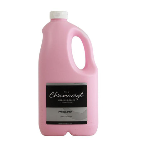 2L bottle of Chromacryl pastel pink acrylic paint, ideal for artists with its non-toxic, quick-drying formula and excellent coverage.