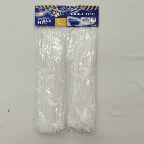 White cable ties, 4 x 370mm, 600 pcs, ideal for organizing cables and ensuring a tidy workspace.