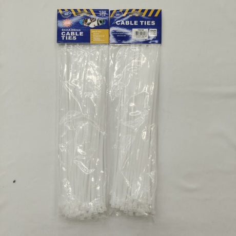 White cable ties, 4 x 370mm, 600 pcs, ideal for organizing cables and ensuring a tidy workspace.