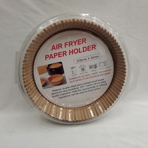 Air Fryer Paper Holder set containing 600 non-stick liners, perfect for easy, healthy cooking and mess-free cleanups.