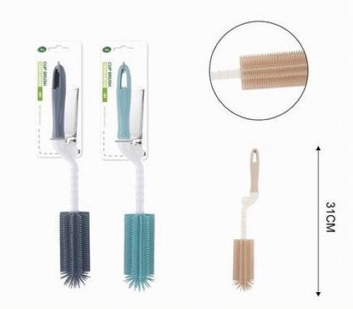 Set of 12 assorted 31cm cup brushes for deep cleaning mugs and bottles, designed for effective stain removal and comfort.
