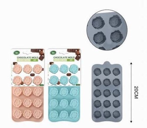 Set of 12 durable, food-grade silicone chocolate molds measuring 20cm, perfect for creating elegant chocolates and treats.