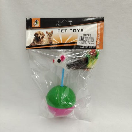 Colorful set of 12 cat toys, featuring plush mice and feathered danglers for engaging play and exercise for cats.