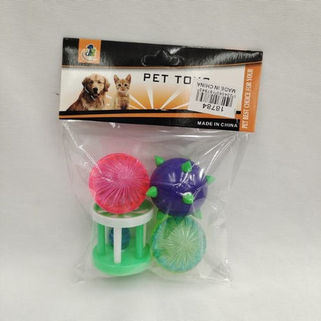 Colorful set of 12 cat toys, including plush mice and jingly balls, designed for interactive play and mental stimulation.