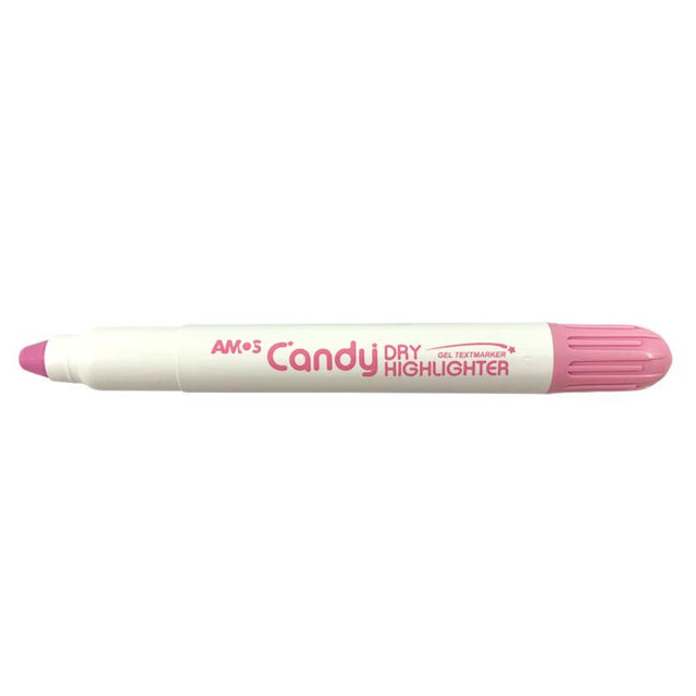 Amos Dry Highlighter in Pastel Milky Pink, a no-bleed gel highlighter perfect for all paper types and easy to use with a twist mechanism.