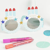 Amos Glitter Glue Neon Colours Pack of 5 featuring yellow, orange, pink, green, and blue for vibrant crafting fun.