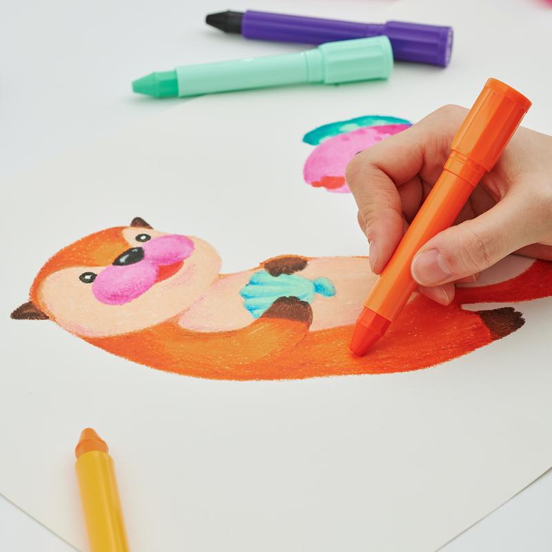 Amos Colorix Silky Crayon pack of 12 features vibrant, water-soluble colors for versatile art on paper or canvas.