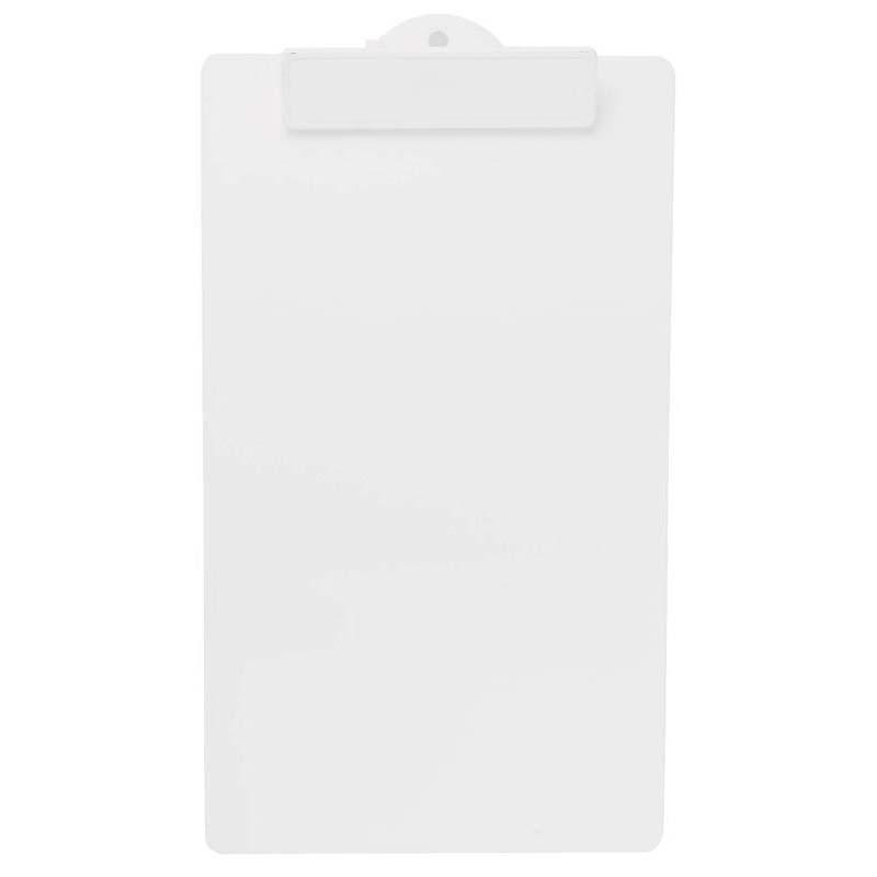 FM Clipboard in white plastic, foolscap size, offers a sturdy writing surface for notes, meetings, and presentations.