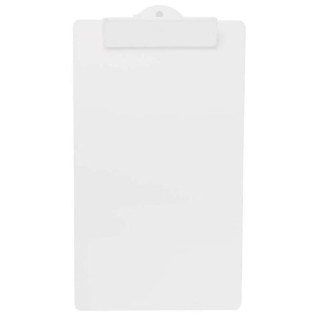 FM Clipboard in white plastic, foolscap size, offers a sturdy writing surface for notes, meetings, and presentations.