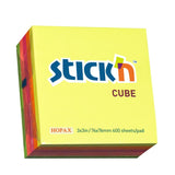 Vibrant Rainbow Neon sticky notes, 76x76mm, 400 sheets, perfect for reminders and organization in any workspace.