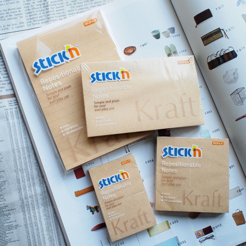 Kraft sticky notes, 76x50mm, 100 sheets, ideal for note-taking, organizing, and brainstorming in a stylish, eco-friendly design.