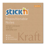 Self-adhesive Kraft paper sticky notes, 76x76mm, 100 sheets, ideal for messages, reminders, and eco-friendly organization.