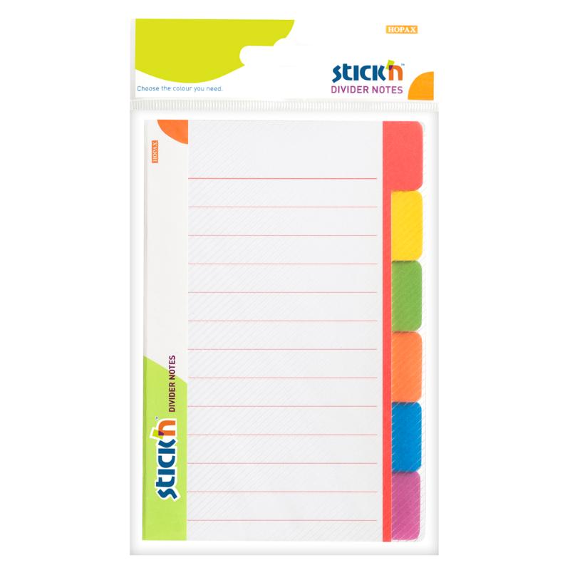 Neon-colored lined divider notes pack with 60 sheets, perfect for organizing thoughts and enhancing productivity.