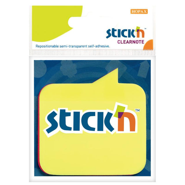 Vibrant lemon and magenta square sticky notes in dialogue box shape, 76x76mm, 60 repositionable sheets for organized note-taking.