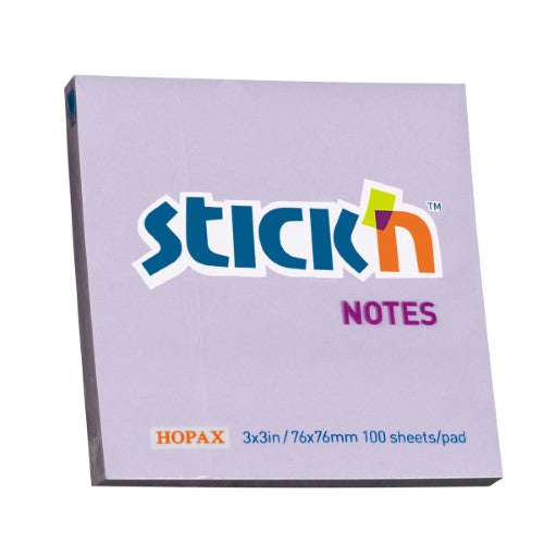 Pastel purple self-adhesive notes, 76x76mm, 100 sheets, perfect for reminders and annotations without residue.