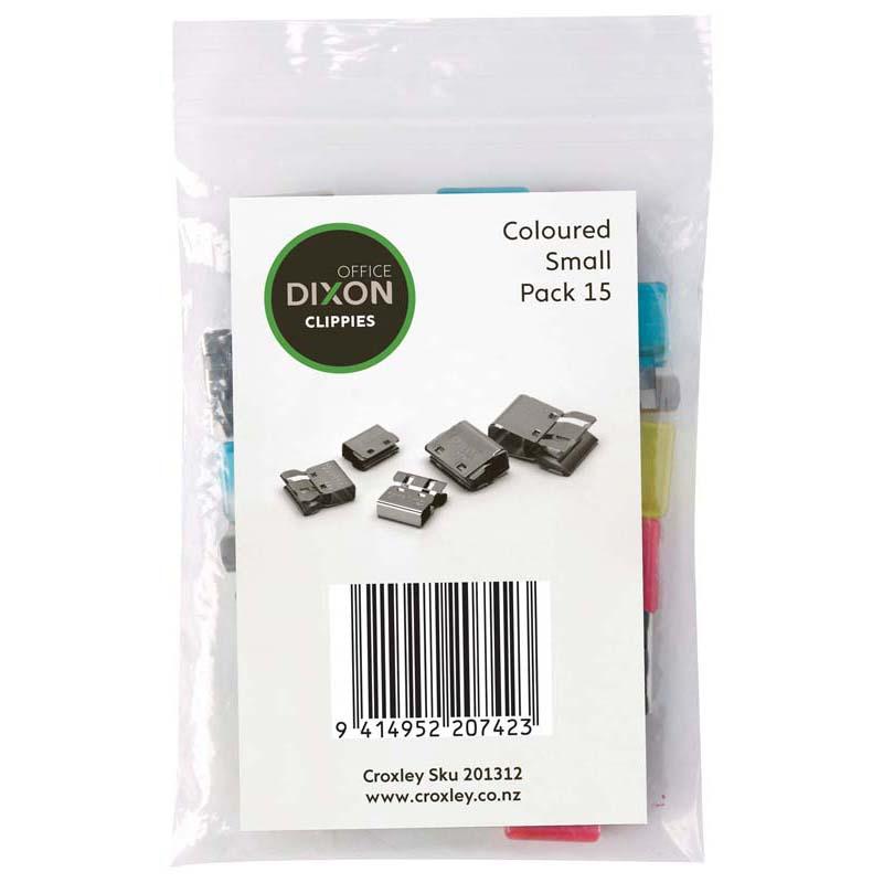 Dixon Paper Clips Clippie Coloured Small 15 Pack