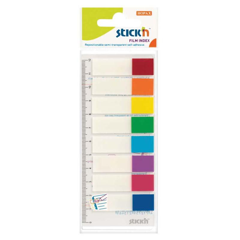 Vibrant Stick'n Film Index Flags in assorted neon colors, perfect for marking pages and organizing documents.