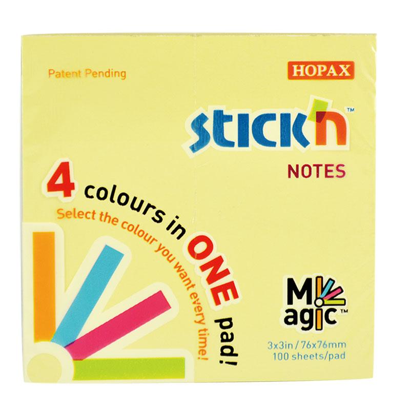 Pastel sticky notes in 76x76mm, 100 sheets, repositionable for reminders and messages, ideal for organized workspaces.