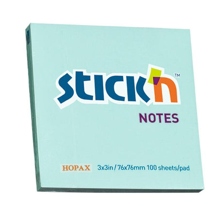 Blue self-adhesive sticky notes, 76x76mm, 100 sheets, ideal for reminders and organization without residue.