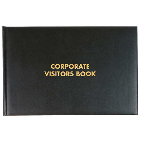 Milford Corporate Visitors Book, 205x300mm, 192 pages, leatherette cover for organized visitor logs in reception areas.