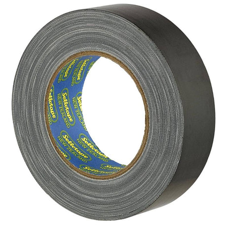 Black 36mm x 30m Sellotape 4705 Cloth Tape, durable, waterproof, hand tearable, ideal for DIY and repairs.