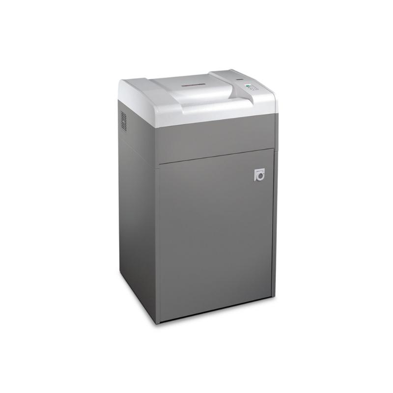 Dahle 419 P4 cross-cut shredder, heavy-duty, shreds 32 sheets, handles CDs/staples, 190L waste, mobile on castors.