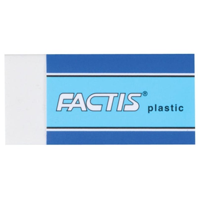 Factis Eraser P24, a soft white plastic eraser with a rectangular shape, perfect for precise and clean erasing.