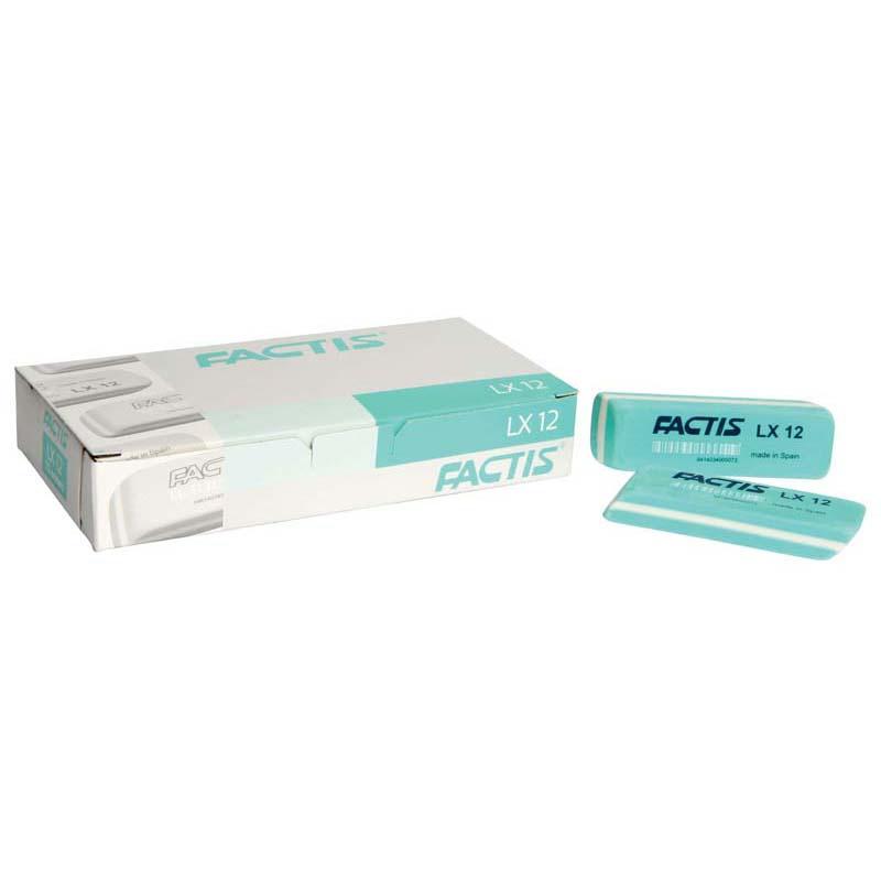 Soft green Factis LX12 eraser with white band, designed for precision erasing of pencil marks without damage.