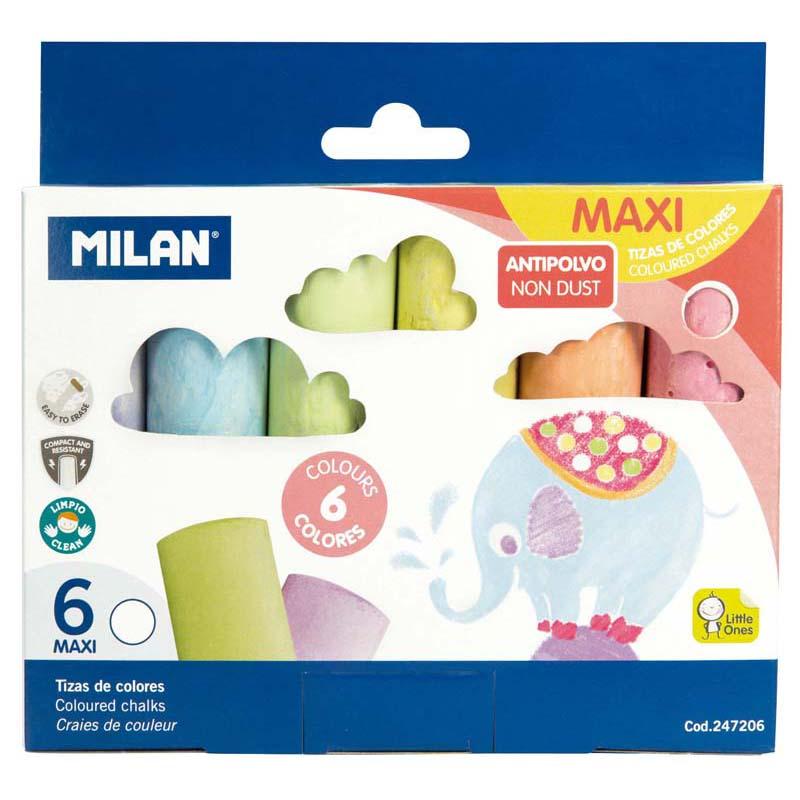 Milan Non Dust Maxi Chalk Pack 6