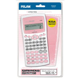 Vibrant pink Milan M240 scientific calculator with antibacterial cover, perfect for hygienic use in schools and offices.