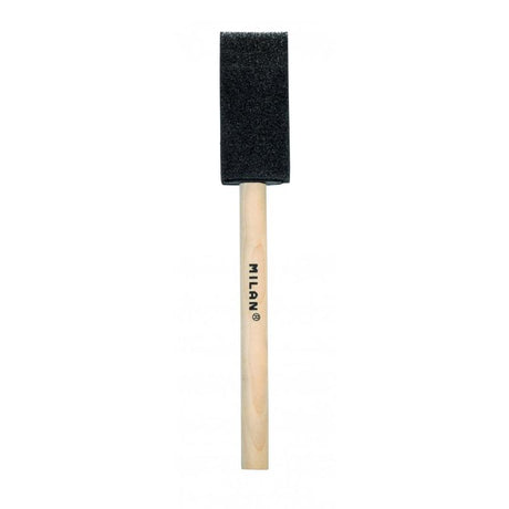 Milan Black Sponge Brush 1321 Series 25mm with a short handle, ideal for watercolor painting and crafts.