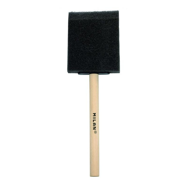 Milan Black Sponge Brush 1321 Series 50mm with sturdy handle, ideal for watercolor and handicrafts, offers excellent coverage and blending.