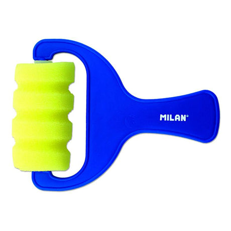 Milan Sponge Brush 1311 Series, 70mm, blue handle, ideal for watercolor and mixed media, designed for blending and detail work.