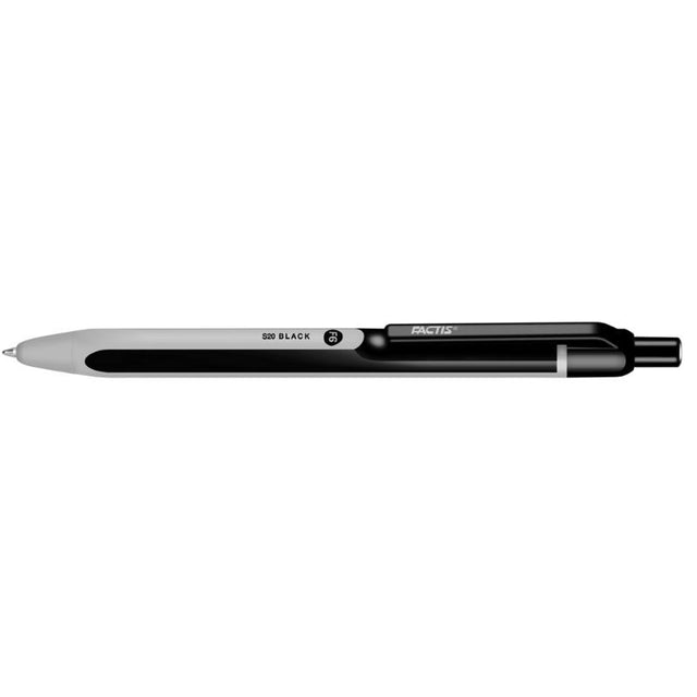 Factis F6 Medium Ballpoint Pen in grey and black with 1.0mm tip for smooth, bold writing up to 1,200 meters.