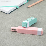 Turquoise anti-bacterial stick sharpener eraser combining hygiene, functionality, and safety for students and professionals.