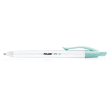 Milan Anti-Bacterial P1+ assorted ballpoint pen pack of 3, featuring a hygienic biocide-infused body and smooth 1 mm tip.