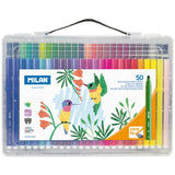 Milan Conic Tip Fibre Pens in a hard case, 50 vibrant colors with a 5mm conical tip for versatile artistic creativity.