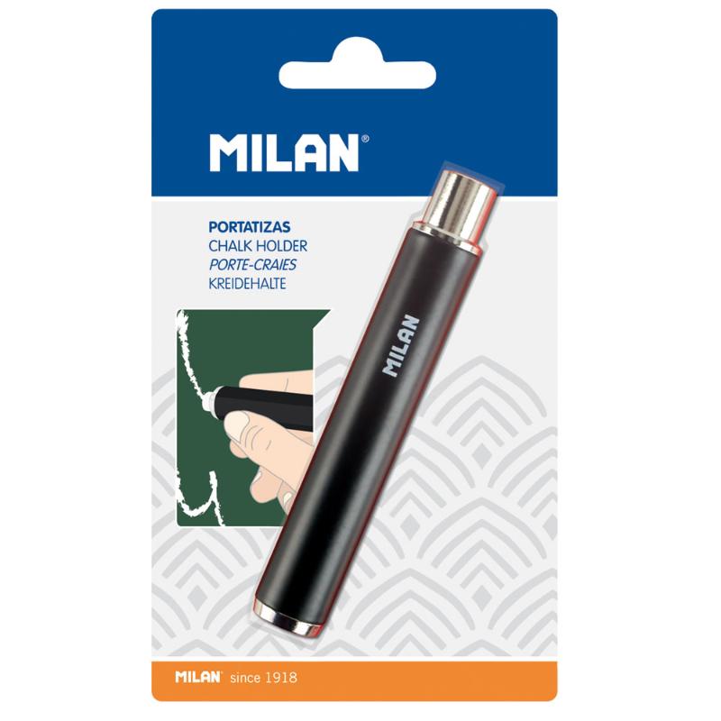 Milan Mechanical Chalk Holder in sleek black for rounded chalk sticks, ensuring clean writing and comfortable use in classrooms.