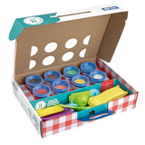 Milan Soft Dough Cooking Time Play Kit features 8 vibrant dough colors and 11 accessories for creative play and skill development.