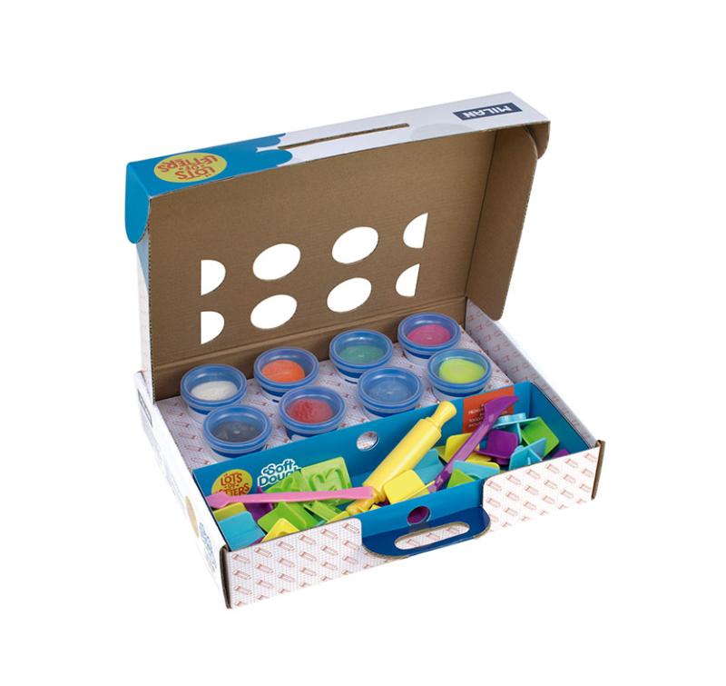 Milan Soft Dough Play Kit includes vibrant dough colors, letter shapes, and tools for creative learning and fine motor skills.