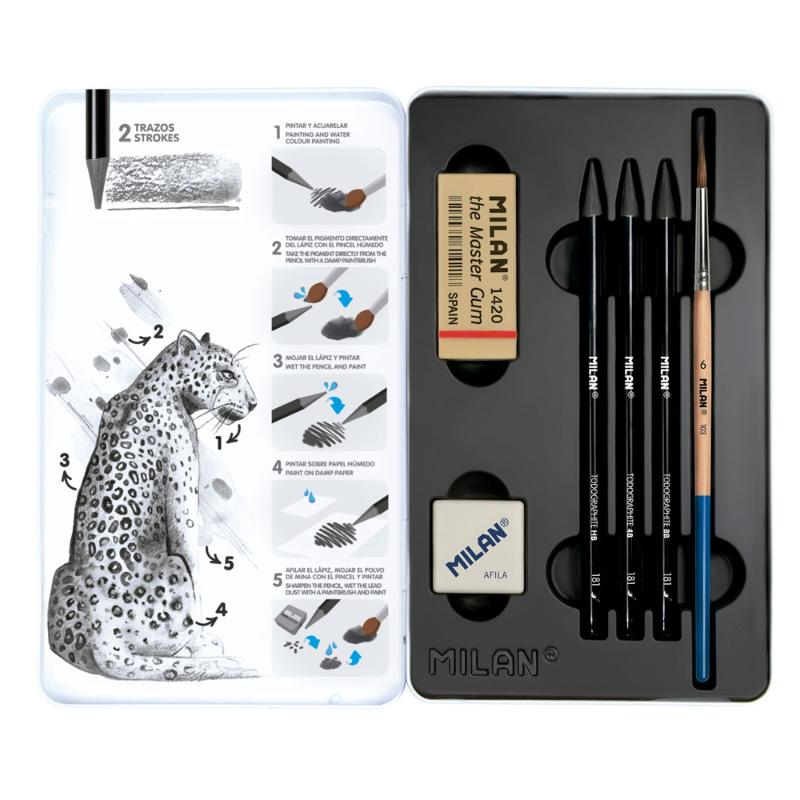 Milan Water Soluble Wood Free Graphite Pencils Set 6 Pieces