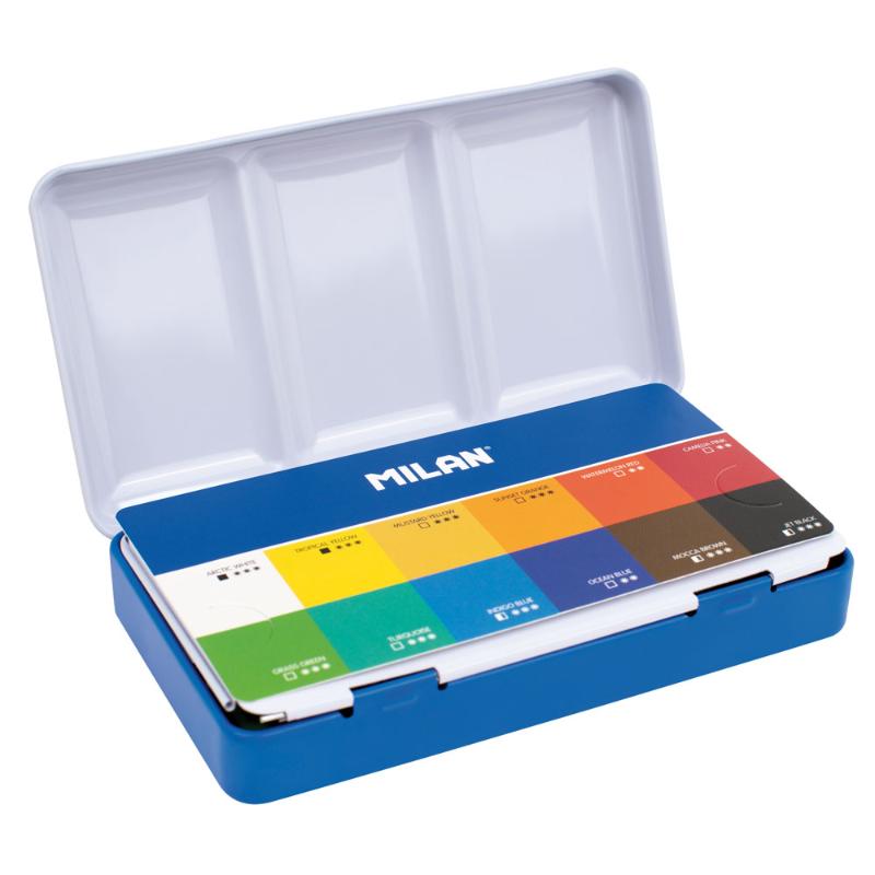 Milan Watercolour Paint Set with 12 vibrant colours, perfect for artists of all levels to create stunning artwork.